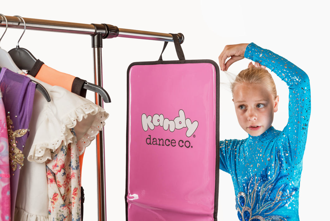  A Hanging Mirror for Dance Bag being used by a young dancer to get ready.