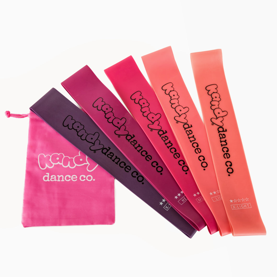 Set of 5 Stretch Bands including Carry Bag