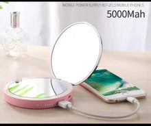 Load image into Gallery viewer, Rechargeable Compact Makeup Mirror with Light and Power Bank
